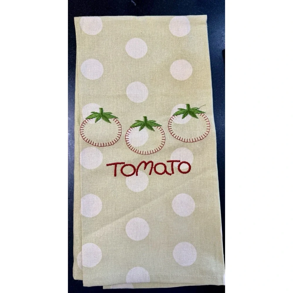 Baseball Kitchen Tea Towels Lot 3 Tomato Green Pepper Embroidered Cotton NOS